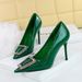 3391-K66 European And American Style Banquet Heels Stiletto Stone Pattern Patent Leather Shallow Pointed Toe Rhinestone_vogvips.com