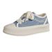 Spring New Canvas Female Student Lefu Denim Wheat Ear Casual Fashion Board Thick Sole Lace Up Single Shoes_vogvips.com