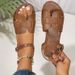 Summer Women's Wide Width Flat Sandals - Gladiator Beach Shoes For Casual Comfort_vogvips.com