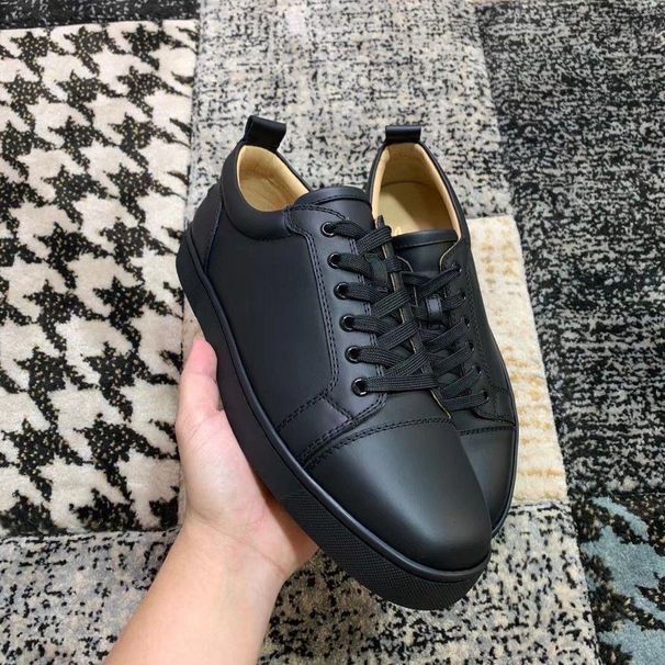 Top-level Version Standard Red Sole Low Top Leather Shoes Rivet Rhinestone Trendy Men's Non-Slip Wear-Resistant Lace-Up_vogvips.com