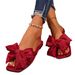 Cross-border Foreign Trade Versatile Slip-on Flat For Women, 2026 New Model, Solid Color Bowknot Fashion Beach Sandals_vogvips.com