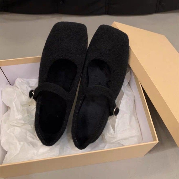 High-End Stylish Furry For Women, Outdoor Wear, 2025 New Autumn Winter French Retro Elegant Flat Mary Jane Shoes_vogvips.com