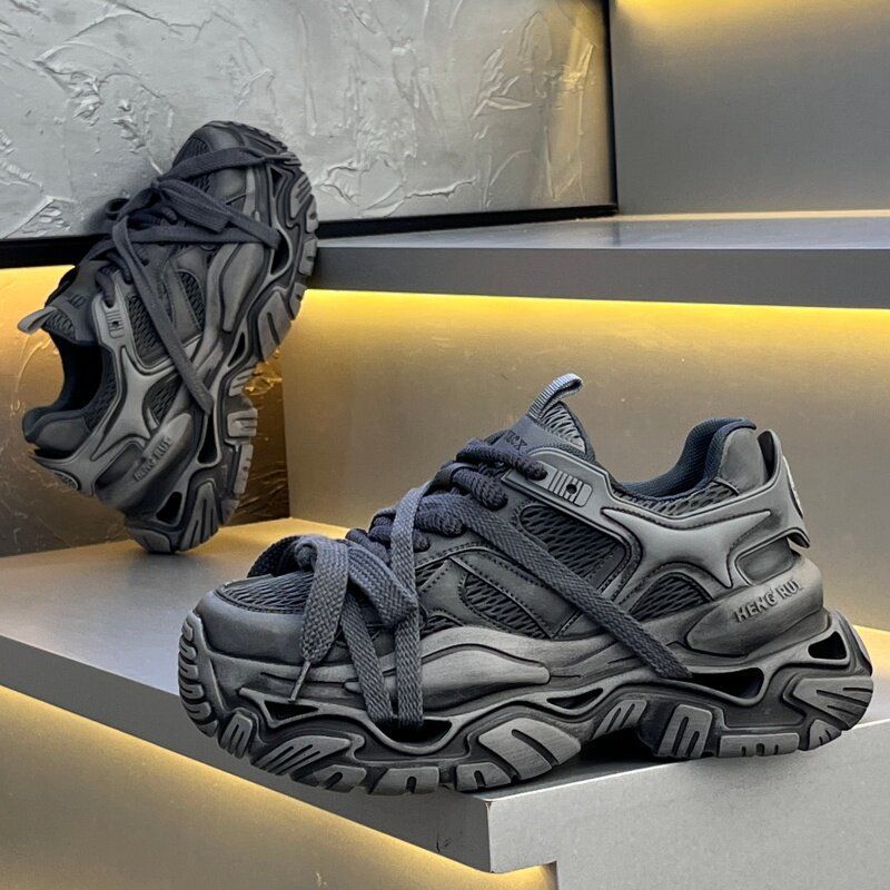 Newan Men's 2026 Spring New High-End Distressed Thick-Soled Dad , FashiNewable And Comfortable Soft-Soled Casual_vogvips.com