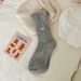 Women's & Men's Knit Wool Socks With Lace Trim And Heart Embroidery, Medium Cuff, Thick Warm Winter Socks For Daily Wear, Cozy And Stylish_vogvips.com
