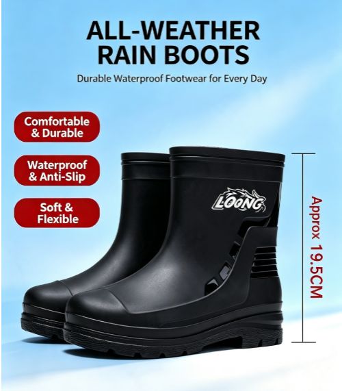 German Imported Mid-calf Rain Boots, Waterproof, Non-slip, Wear-resistant, Men's Water Shoes, 2025 New Autumn And Winter_vogvips.com