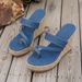 Women's Summer Slip-On Wedge Sandals Plus Size Thick Sole Denim Style New_vogvips.com