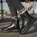 Men's Classic British Style High Top Leather Boots Winter Snow Boots Thick Sole Work Boots For Men & Women_vogvips.com