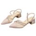 Peep-toe Strap Sandals Chunky Heels, Fairy Style, 2026 Summer Collection, Mesh With Rhinestones, Genuine Leather, French_vogvips.com