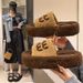 Seasonal New Internet Celebrity Letter Hairy Slippers For Women, Comfortable Outerwear, Open Toed One Word Large Cotton Slippers For Women_vogvips.com