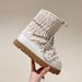 Fashion Pleated Thick-Soled Snow For Women 2024 Winter New Versatile Cotton Shoes Non-Slip Thickened Warm Lace-Up Short_vogvips.com