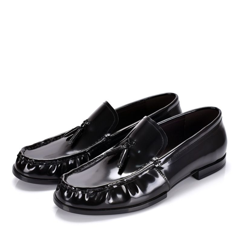 Liusu Lefu Lacquer Leather, British Elegant Pippy, One Step Casual Genuine Leather Men's Trendy Bean Shoes, Korean_vogvips.com