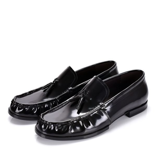 Liusu Lefu Lacquer Leather, British Elegant Pippy, One Step Casual Genuine Leather Men's Trendy Bean Shoes, Korean_vogvips.com
