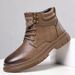 Winter High-Top Martin Genuine Leather, Thick-Soled, Casual, Fleece-Lined, Warm Wool Cotton Men's Short Boots, Trendy_vogvips.com