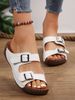 New Large Thick Bottom Belt Buckle One Word Slippers For Women, Slope Follow, Stitching, Open Toed Beach Sandals_vogvips.com