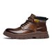 European Warm Series 2025 New Mid-Top Martin For Men British Style Outdoor Yellow With Fleece Lining Warm Work Trendy Men's Cotton Boots_vogvips.com