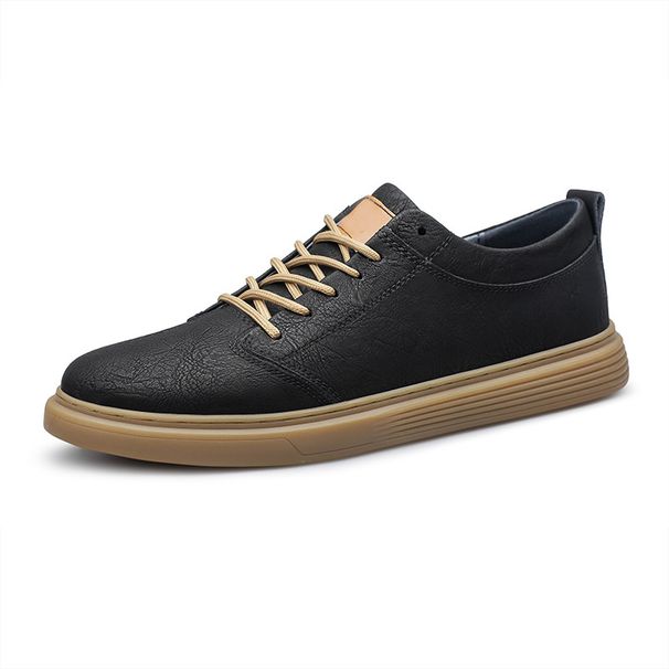 Casual Round Head Lace-up Board Shoes Men's Low-top Breathable Sports Hand-scratched Little White Men's Shoes_vogvips.com