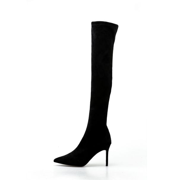2025 Autumn Winter New Over-the-Knee Long Non-Slip Black Suede Slimming Pointed Toe Stiletto High Boots For Women_vogvips.com