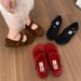 Red Retro Round-toe Shallow Flat Women, 2025 New Spring And Autumn Style, Suitable For Pairing With Skirts, French_vogvips.com