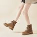 Thick-Soled Martin For Women, Yellow 2022 Autumn New Suede Leather Ankle Boots, Fashion Lace-Up Bucket Work Short Boots_vogvips.com