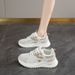 Soft Sole Black Dad Shoes For Women, Summer Breathable Lightweight Non-Tiring Work Shoes, Non-Slip Sneakers_vogvips.com