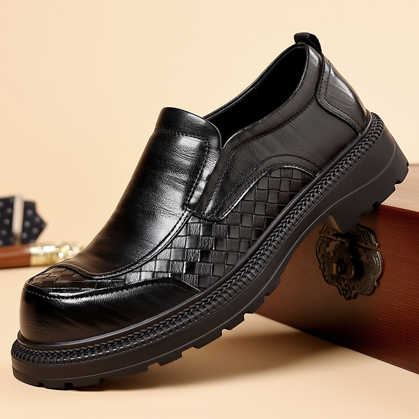 Suitable For All Seasons Large Thick Sole Loafers Spring New Fashion Derby Business Leather Trendy Men's Shoes Height Increasing_vogvips.com