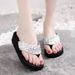 Black Flip-flops For Women, High-heeled, Thick-soled, Slip-resistant, Student Flip-flops, Korean-style Trendy Women's_vogvips.com