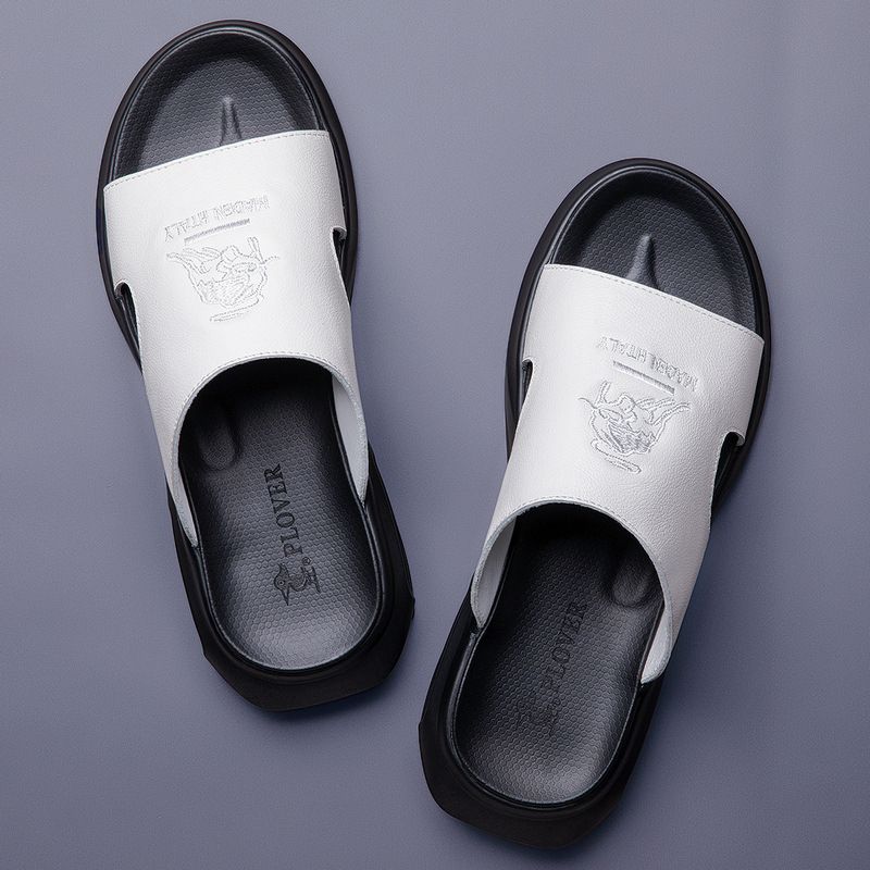 Men's Premium Leather Sandals With Cushioned Sole - Comfortable & Breathable Summer Slides For Casual And Beach Wear_vogvips.com