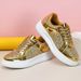 Casual Silver Leather Platform Thick Sole Vulcanized Woman Board Shoes Black Sequins Women Sneakers_vogvips.com