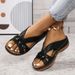 Fashion Plus Size Women's Slippers Platform Non-slip Wedge Beach Shoes Flower Hollow Soft Sole Comfortable Sandals_vogvips.com