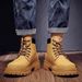 European Warm Series Men's Martin 2025 Autumn Winter Casual Korean Style Yellow With Fleece Lining Thickened Warm Leather Boots Trendy_vogvips.com