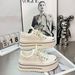 6Cm Height Increase~ European Style Genuine Leather Thick-Soled White Sneakers For Women, Versatile Fashionable Casual_vogvips.com