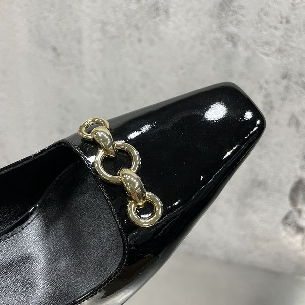 French Style For Women 2022 New Elegant Black Square Toe High Heel Pumps Fashion Versatile Patent Leather Stiletto Heels_vogvips.com