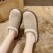 Women's Shoes Retro Style Fur Slippers Closed Toe Half Slip Shoes For Women New Flat Soled Ladies Plus Velvet Snow Boots Women's Shoes_vogvips.com