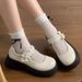 French Mary Jane One-pedal Women's Shoes Temperament Shoes Heightened Jk Shoes Round Head With Mary Jane Small Leather Shoes_vogvips.com