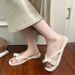 Women's Bow Knot Flat Slippers Summer Versatile Non-Slip Soft Soled Beach Sandals Outdoor Fashion Footwear_vogvips.com