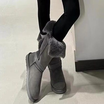 Women's Shoes Sheepskin Snow Boots With Detachable Buckle Straps, New Winter Style, Thickened And Warm._vogvips.com