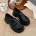 wangjia Wangjia Round Toe Thick Sole Women S Black College Loafers Versatile British Style Formal JK Shoes_vogvips.com