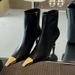 2026 New European American Style Black And Gold Stiletto High Heel With Metal Toe Fashion Boots For Women_vogvips.com