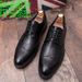 Spring Summer Brogue Formal Business Dress Men's Pointed Black Leather Shoes 2023_vogvips.com