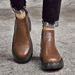 Foot Boots Middle Help Men's Leather Shoes Tide Increases Chelsea Boots Short Boots Leather Round Head Platform Leather Boots_vogvips.com