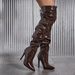Elastic Long Fashion Pointed Toe Patent Leather High Heel Slim Wrinkled Over-the-Knee Boots For Women_vogvips.com