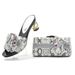 Women's high heels with bow decoration hot diamond slippers snake pattern shoe bag set_vogvips.com