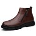 Men's Leather Boots Fleece High Top Leather Shoes Men's Locomotive Middle Help Tooling Short Boots_vogvips.com
