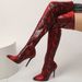 Winter Hot Sale New Super Snake Pattern Pointed Toe Ultra Women's Shoes Long Tube Thin Heel High Boots_vogvips.com