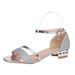 European And American Foreign Trade Plus-size 2024 Summer For Women, One-strap Rhinestone Socialite Style Chunky Heel_vogvips.com