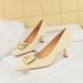 Women's Shoes High Heels, Shallow Mouth Square Head Metal Buckle Decorative High Heels Women's Shoes_vogvips.com