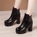 2025 New Waterproof Platform Mid-Calf For Women Winter Round Toe British Style Fleece-Lined Martin Chunky Heel Plus Size_vogvips.com