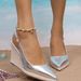 Cross-border Foreign Trade Thick-soled Pointed-toe Versatile And Fresh Style, Closed-toe Women's Shoes, Silver Wedge_vogvips.com