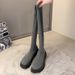 Over-the-Knee For Women, Long Elastic With Chunky Heels, 2023 New Autumn And Winter Knitted Sock Boots, Korean Style_vogvips.com