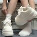 New Spring/autumn Thick-soled Lace-up Casual Shoes With Round Toes Fashionable Comfortable Trendy Breathable Walking_vogvips.com